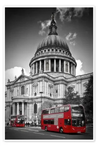 LONDON St. Paul‘s Cathedral and Red Bus de Melanie Viola