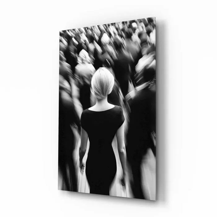 Loneliness in a Crowd Glass Wall Art Designer Collection – 28.5 » X 18 «