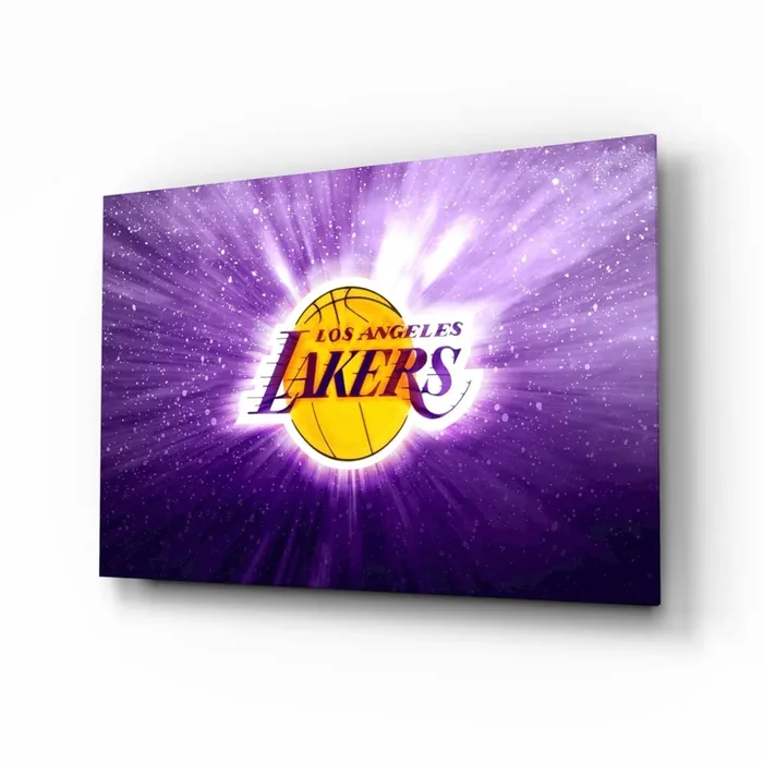Los Angeles Lakers Purple Flash Glass Wall Art Designer Collection – 28.5 » X 18 «