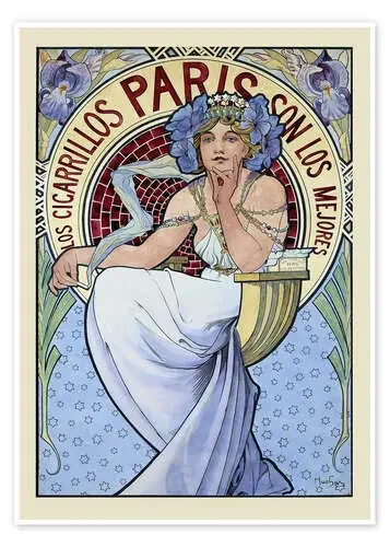 Los Cigarrillos Paris Maquette de Alfons Mucha Master Collection