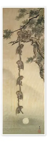 Los monos atacando a la Luna de Japanese School Bridgeman Images