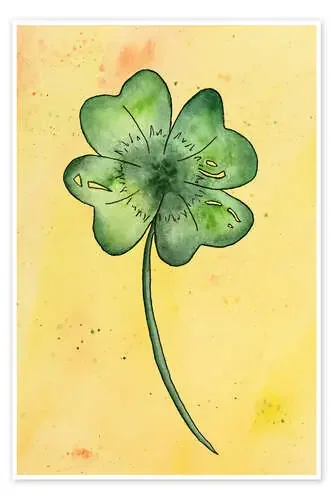 Lucky Clover on Yellow de Natalie Bruns
