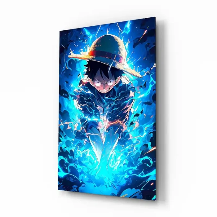 Luffy Blue Lightning Glass Wall Art Designer Collection – 28.5 » X 18 «