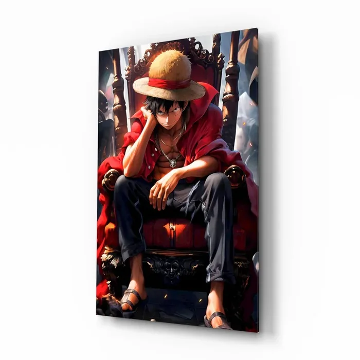 Luffy on the throne Glass Wall Art Designer Collection – 28.5 » X 18 «