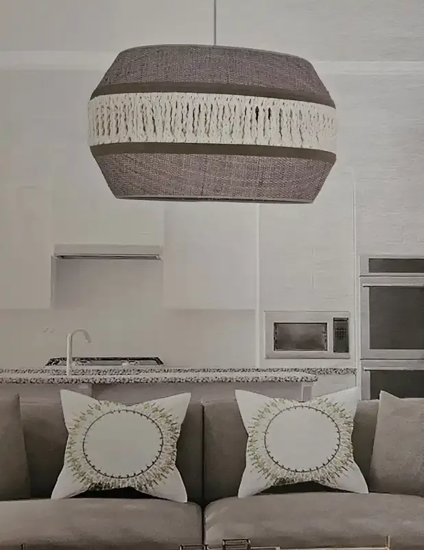 Luminaria Caña Perla con Macramé Beige