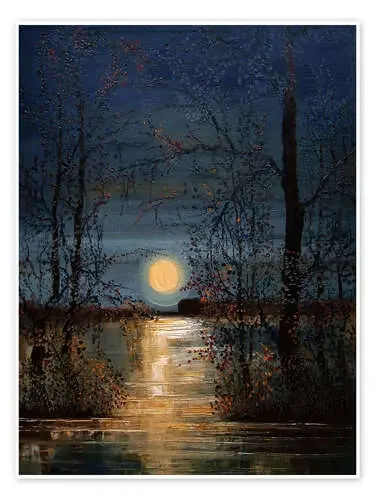 Luna brilla en el lago de Justyna Kopania