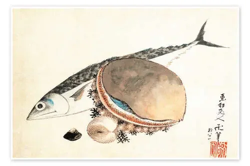 Mackerel and sea shells de Katsushika Hokusai ARTOTHEK