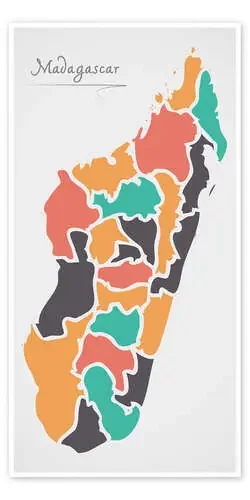 Madagascar map modern abstract with round shapes de Ingo Menhard