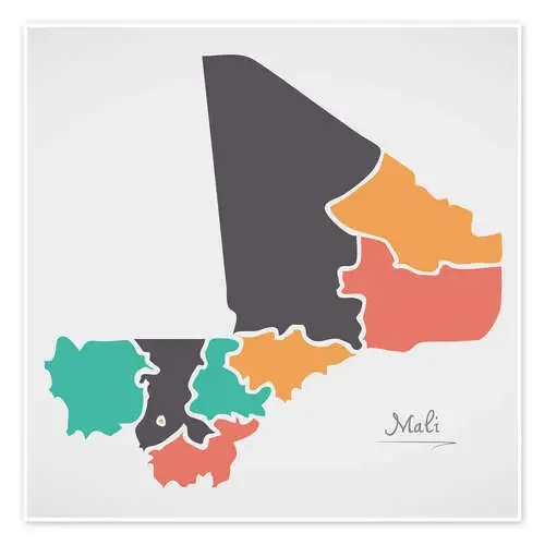 Mali map modern abstract with round shapes de Ingo Menhard