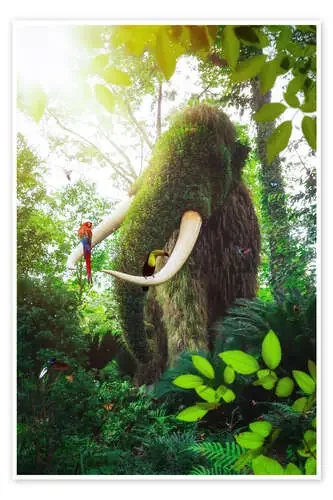 Mamut verde con loros en el bosque tropical de Gen Z