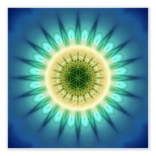 mandala blue light with Flower of Life de Christine Bässler