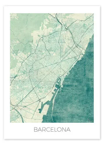 Mapa de Barcelona azul de Hubert Roguski