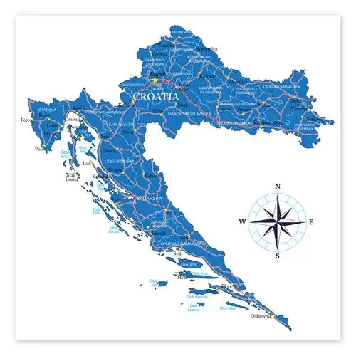 Mapa de Croacia (inglés) Editors Choice