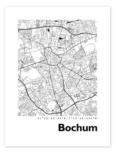 Mapa de la ciudad de Bochum de 44spaces