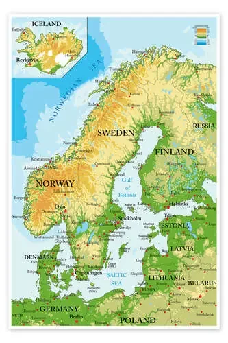 Mapa de los paises escandinavos Editors Choice
