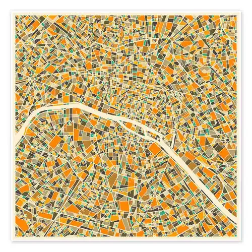 Mapa de paris colorido de Jazzberry Blue