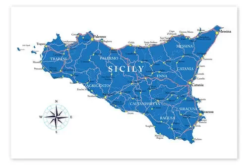 Mapa de Sicilia (inglés) Editors Choice
