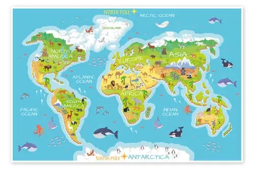 Mapa del mundo con animales (inglés) de Kidz Collection Editors Choice