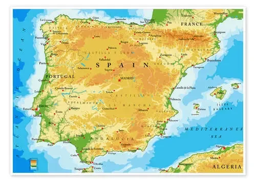 Mapa físico de España Editors Choice