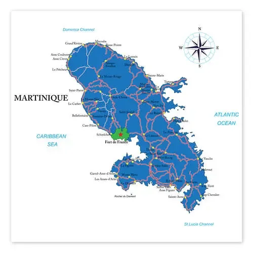 Mapa político de la Martinica (inglés) Editors Choice