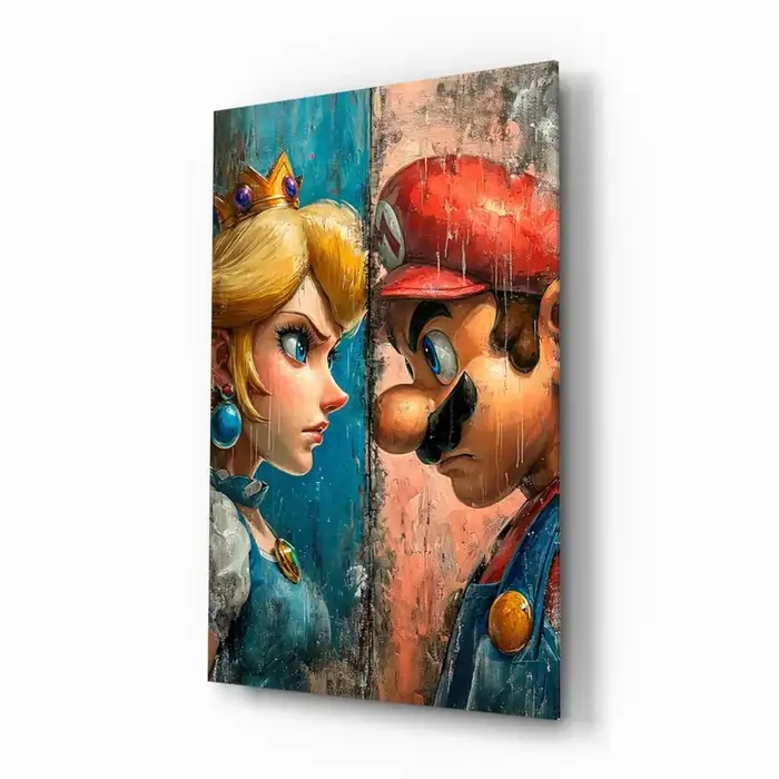 Mario and the Princess Glass Wall Art Designer Collection – 28.5 » X 18 «