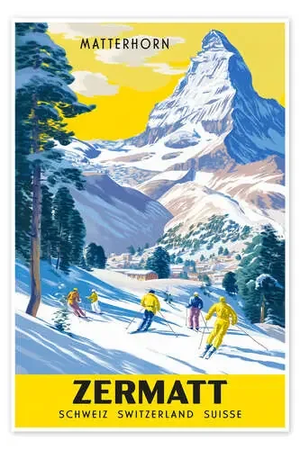 Matterhorn Zermatt Vintage Ski Poster de Thomas Klee
