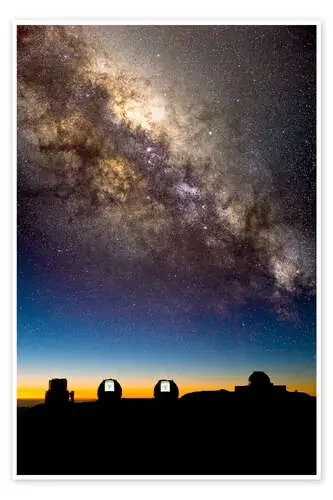 Mauna Kea telescopes and Milky Way de David Nunuk Science Photo Library