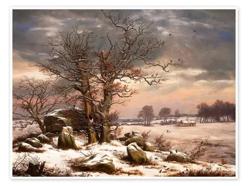 Megalithic grave in winter de Johan Christian Clausen Dahl Master Collection