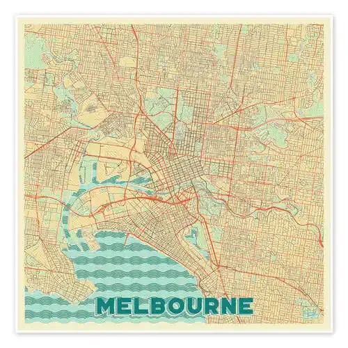 Melbourne Map Retro de Hubert Roguski