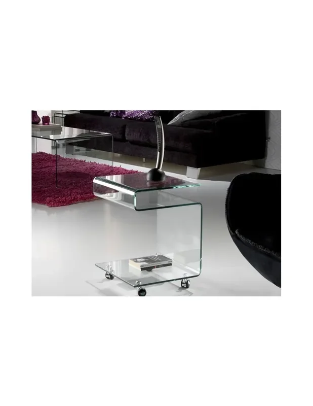 Mesa con Ruedas Cristal Templado