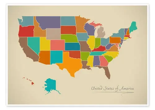 Modern Map of USA Artwork Design de Ingo Menhard