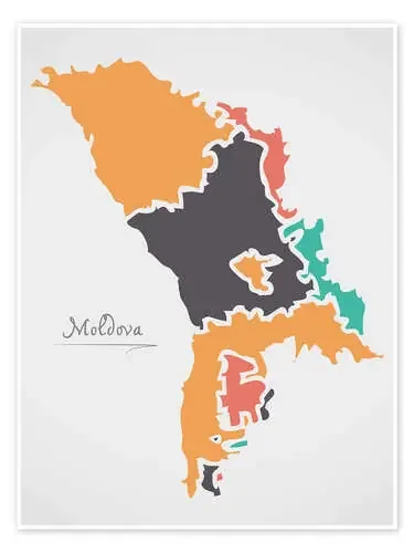 Moldova map modern abstract with round shapes de Ingo Menhard