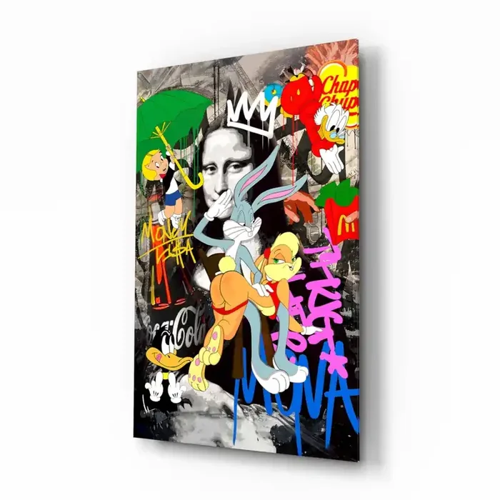 Mona Lisa Pop Art Mayhem Glass Wall Art Designer Collection – 28.5 » X 18 «