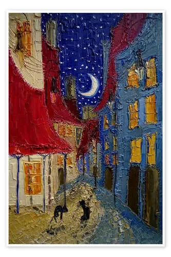 Moonlight Alley with Kittens de Justyna Kopania