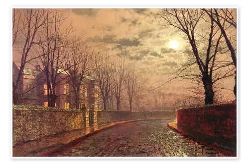 Moonlit Street Scene de John Atkinson Grimshaw Bridgeman Images