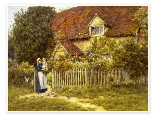 Mother and child on lodge de Helen Allingham Bridgeman Images