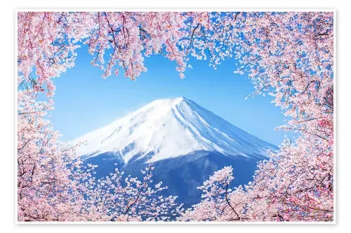 Mount Fuji in Japan during the cherry blossom in spring de Jan Christopher Becke
