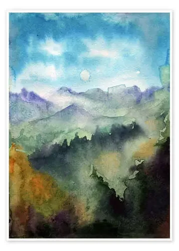 Mountain panorama watercolor Editors Choice