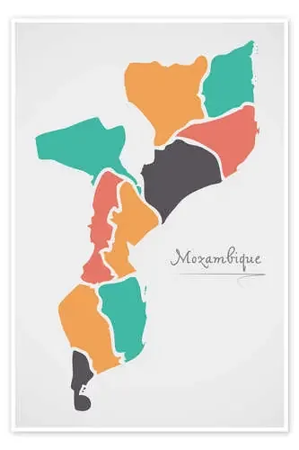 Mozambique map modern abstract with round shapes de Ingo Menhard