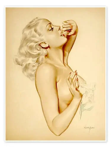 Mujer con una flor de Alberto Vargas Master Collection