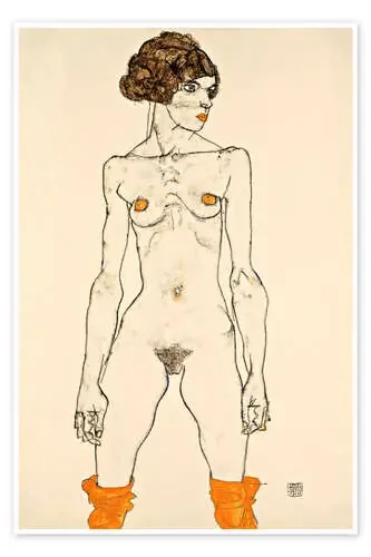 Mujer desnuda con medias naranjas de Egon Schiele akg-images