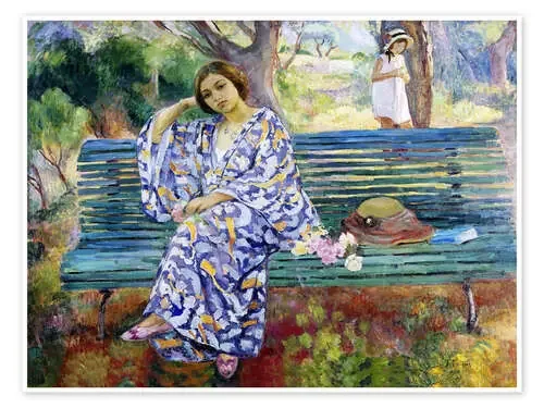 Mujer joven, sentada en un banco de Henri Lebasque Master Collection