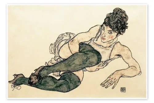 Mujer reclinada con medias verdes de Egon Schiele ARTOTHEK