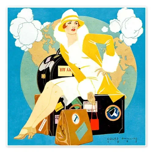 Mujer viajera, revista 1927 de Clarence Coles Phillips Master Collection