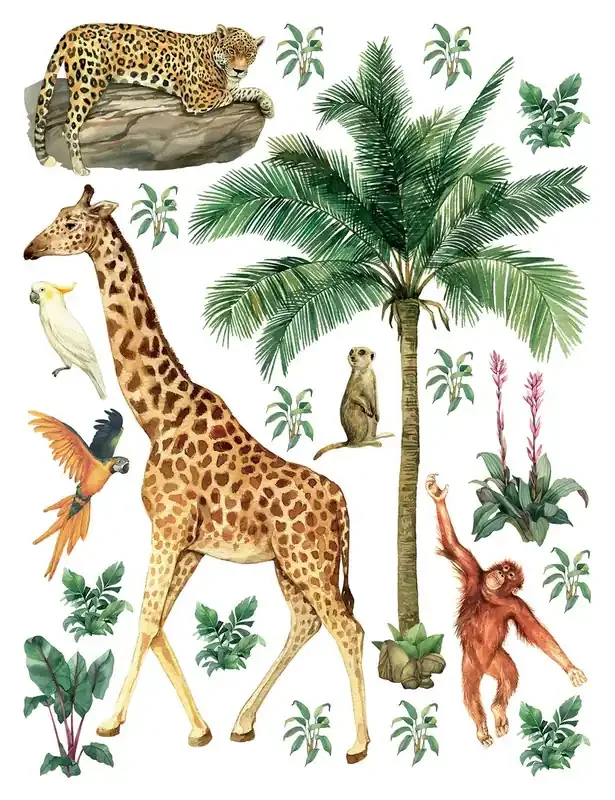 mural decorativo autoadhesivo animales de la selva verde selva de Sanders & Sanders – 601354