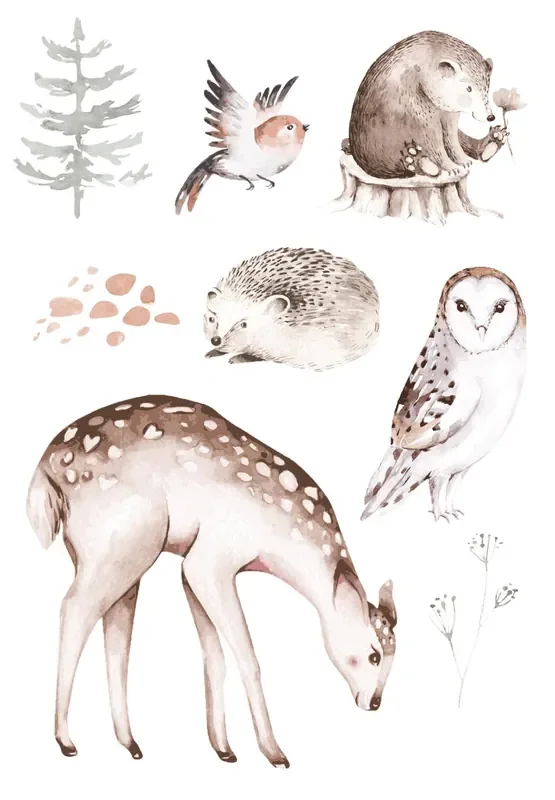 mural decorativo autoadhesivo animales del bosque marrón de ESTAhome – 156115