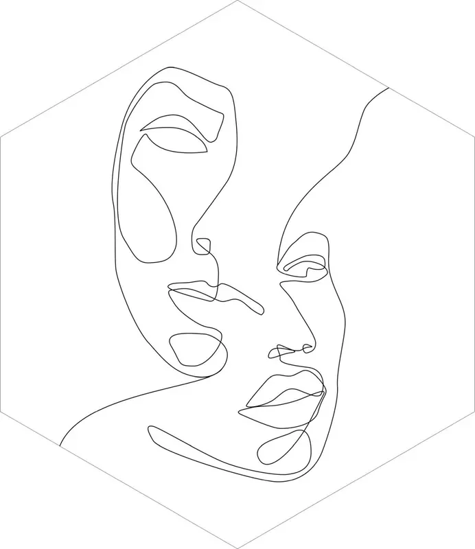 mural decorativo autoadhesivo caras line art blanco y negro de ESTAhome – 159025