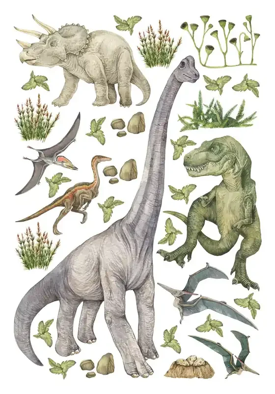 mural decorativo autoadhesivo dinosaurios verde de Sanders & Sanders – 601344