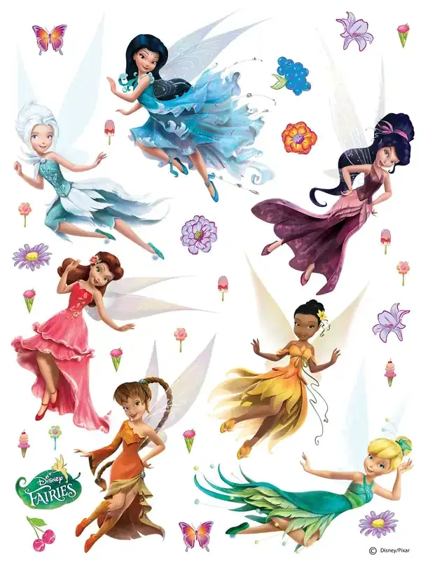 mural decorativo autoadhesivo hadas azul, rojo y naranja de Disney – 600137