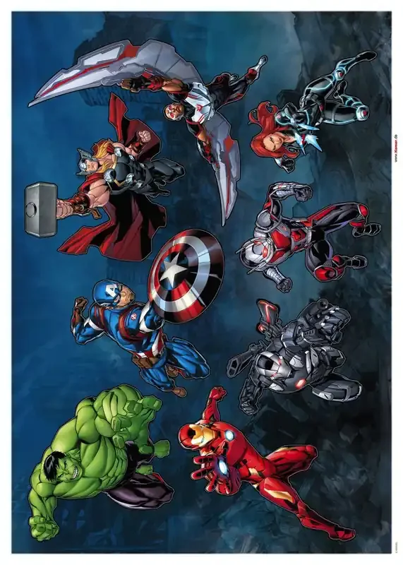 mural decorativo autoadhesivo Los Vengadores rojo, verde y azul de Komar – 612745
